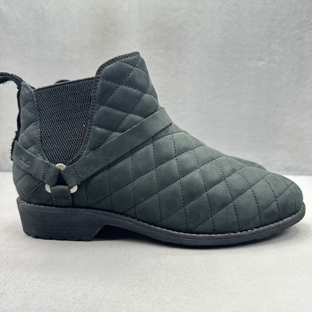 Teva De La Vina Dos Womens Size 10 Ankle Boots Black Quilted Leather
